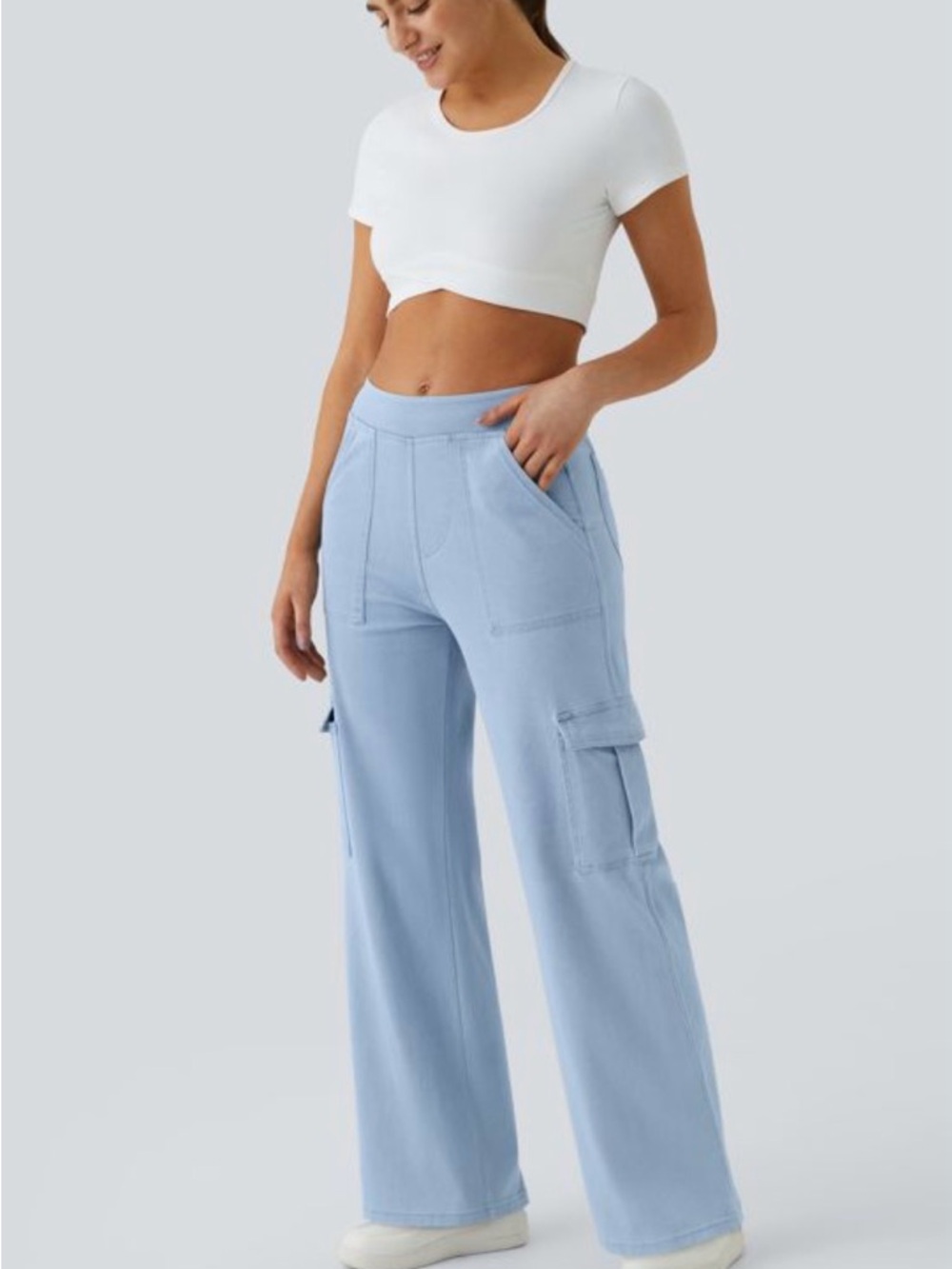 Halara Flex™ Mid Rise Pockets Straight Leg Casual Cargo Jeans